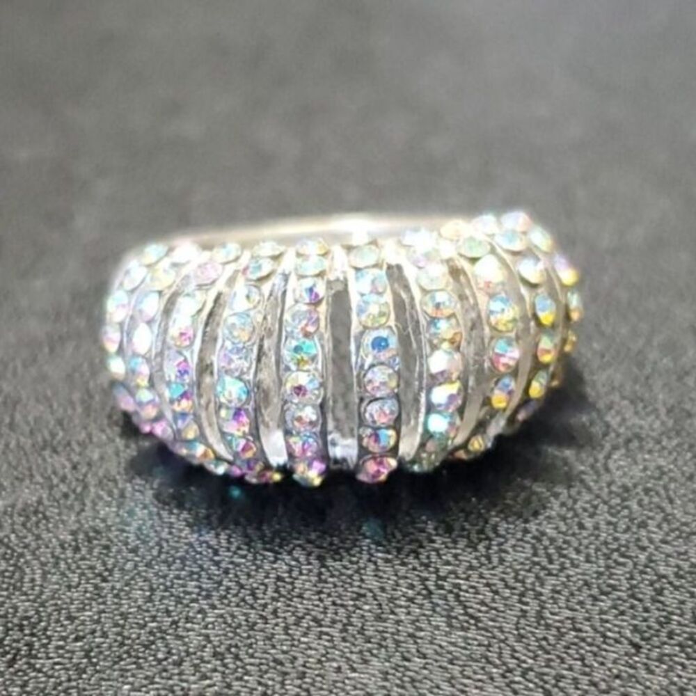 Silver tone rhinestone ring Size 8.75